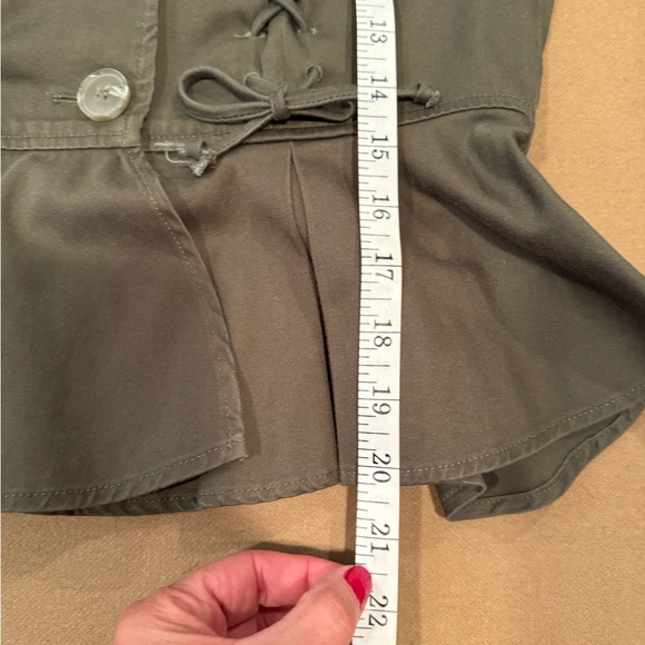 Aqua Olive Fitted Cotton/Spandex Peplum Jacket - X-Small - Picture 11 of 12